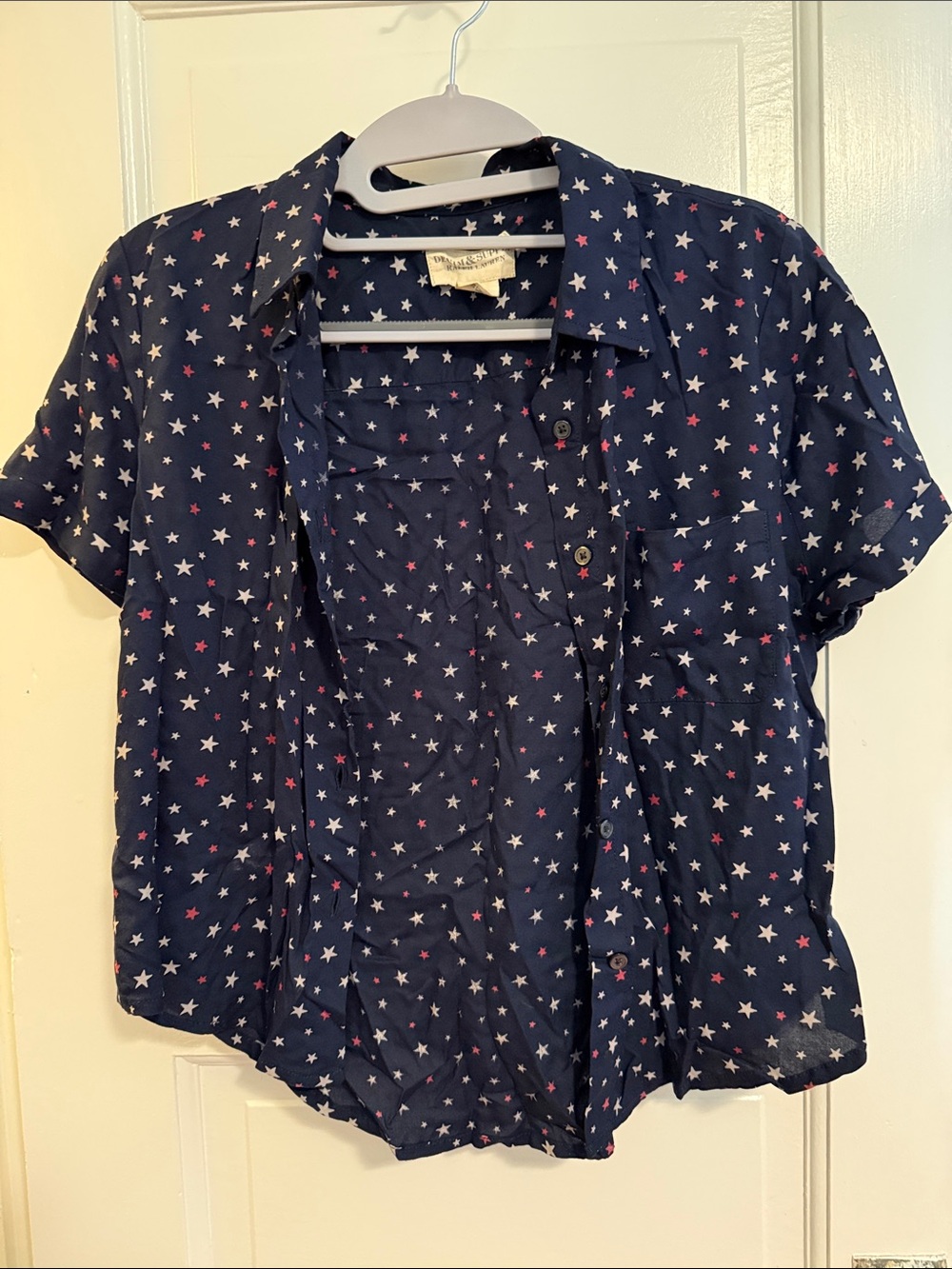 Denim & Supply Ralph Lauren Navy Star-Print Short-Sleeve Button-Down Shirt